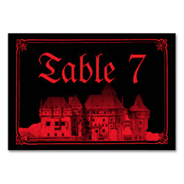 Tarjeta De Mesa Boda Negra Roja del Castillo Gótico de Vampiros