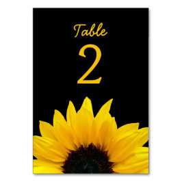Tarjeta De Mesa Boda negro amarillo flor de girasol