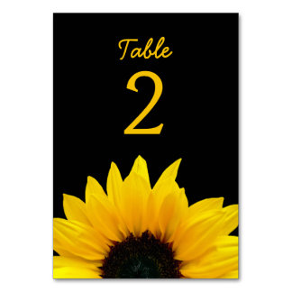 Tarjeta De Mesa Boda negro amarillo flor de girasol