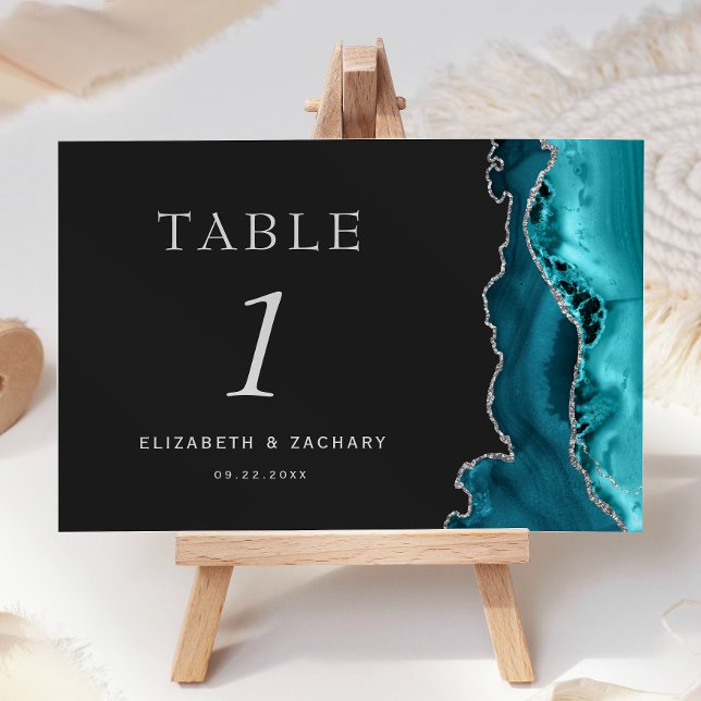 Tarjeta De Mesa Boda negro azabache verde azulado (Subido por el creador)