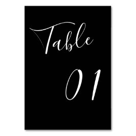 Tarjeta De Mesa Boda negro con guión de caligrafía minimalista