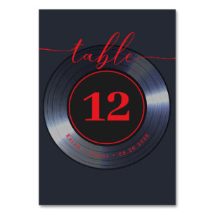 Tarjeta De Mesa Boda negro de récord de vinilo retro