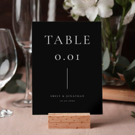 Tarjeta De Mesa Boda negro minimalista