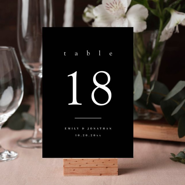 Tarjeta De Mesa Boda negro minimalista (Subido por el creador)
