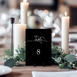 Tarjeta De Mesa Boda negro Minimalista moderno
