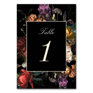 Tarjeta De Mesa Boda negro moro romántico floral holandés