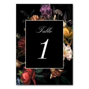 Tarjeta De Mesa Boda negro moro romántico floral holandés