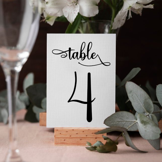 Tarjeta De Mesa Boda negro signo 3.5x5 número de tabla | Cuadro 4 (Subido por el creador)