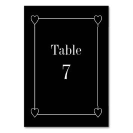 Tarjeta De Mesa Boda negro simple y romántico del corazón