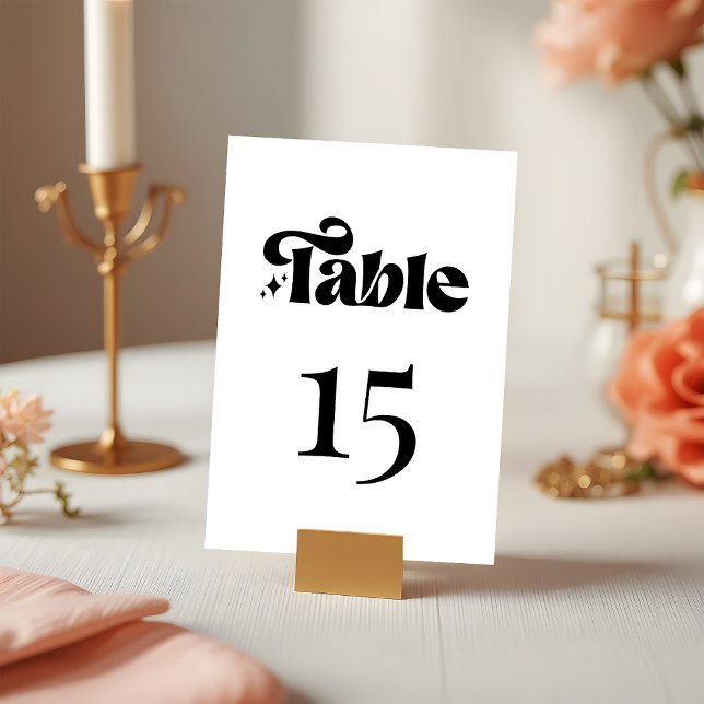 Tarjeta De Mesa Boda negro y blanco retro moderno (Subido por el creador)
