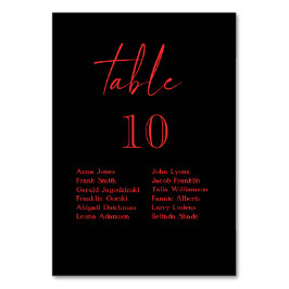 Tarjeta De Mesa Boda negro y rojo gótico floral oscuro