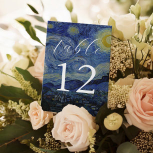 Tarjeta De Mesa Boda nocturno Van Gogh Starry