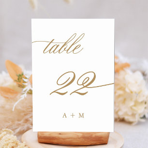 Tarjeta De Mesa Boda número 22 de caligrafía romántica dorada,