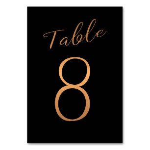 Tarjeta De Mesa Boda número de tabla purpurina de cobre negro