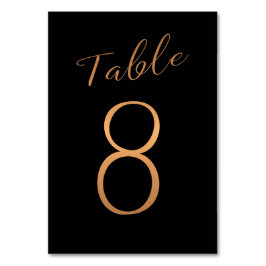 Tarjeta De Mesa Boda número de tabla purpurina de cobre negro