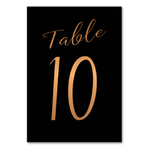 Tarjeta De Mesa Boda número de tabla purpurina de cobre negro