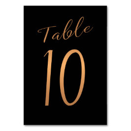 Tarjeta De Mesa Boda número de tabla purpurina de cobre negro