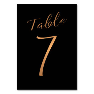 Tarjeta De Mesa Boda número de tabla purpurina de cobre negro