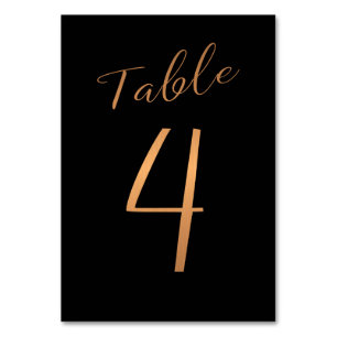 Tarjeta De Mesa Boda número de tabla purpurina de cobre negro
