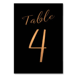 Tarjeta De Mesa Boda número de tabla purpurina de cobre negro