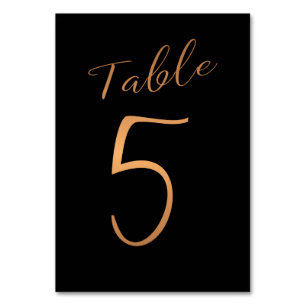 Tarjeta De Mesa Boda número de tabla purpurina de cobre negro eleg