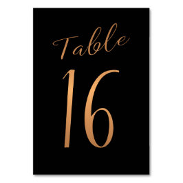 Tarjeta De Mesa Boda número de tabla purpurina de cobre oro negro