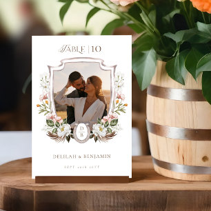 Tarjeta De Mesa Boda occidental Boho Escudo de fotografía floral H