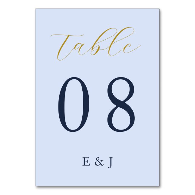 Tarjeta De Mesa Boda Opulenta Azul (Anverso)