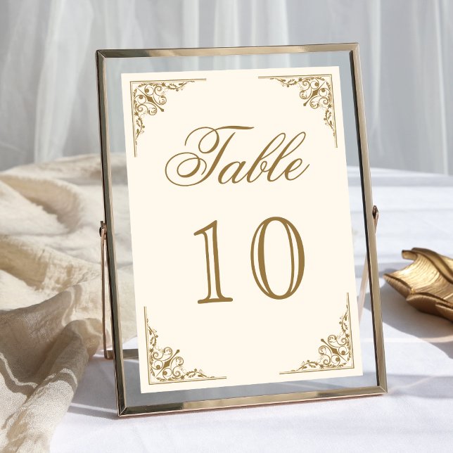 Tarjeta De Mesa Boda Ornata de Crema y Dorado (Subido por el creador)