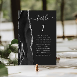 Tarjeta De Mesa Boda Oscura de Agata de Plata Negra