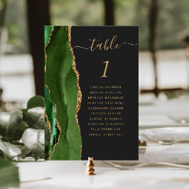 Tarjeta De Mesa Boda Oscura de Cata de Oro Verde Cazador