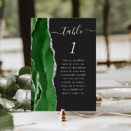 Tarjeta De Mesa Boda Oscura de Caza Verde Plata Ágata