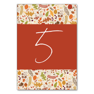 Tarjeta De Mesa Boda Otoño Floral Rústico Seco Bohemio