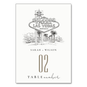 Tarjeta De Mesa Boda paisaje bosquejo Las Vegas Nevada