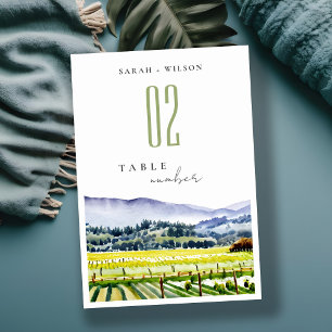 Tarjeta De Mesa Boda paisajístico de viñedos de Napa Valley Waterc