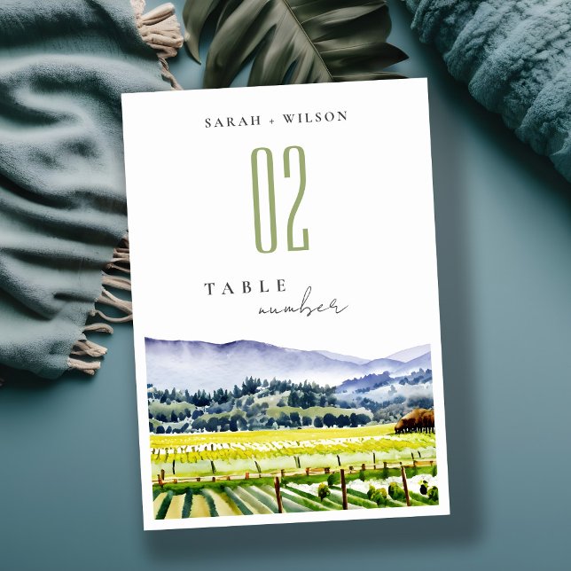 Tarjeta De Mesa Boda paisajístico de viñedos de Napa Valley Waterc (Subido por el creador)