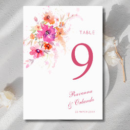 Tarjeta De Mesa Boda Pastel Flor de Peonía Anémonas