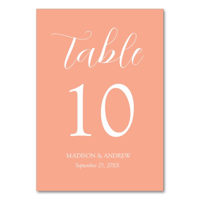 Tarjeta De Mesa Boda Peach Modern Elegance (Anverso)