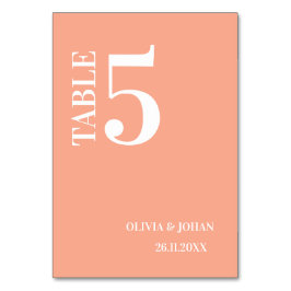 Tarjeta De Mesa Boda Peach Simple Moderno Elegance