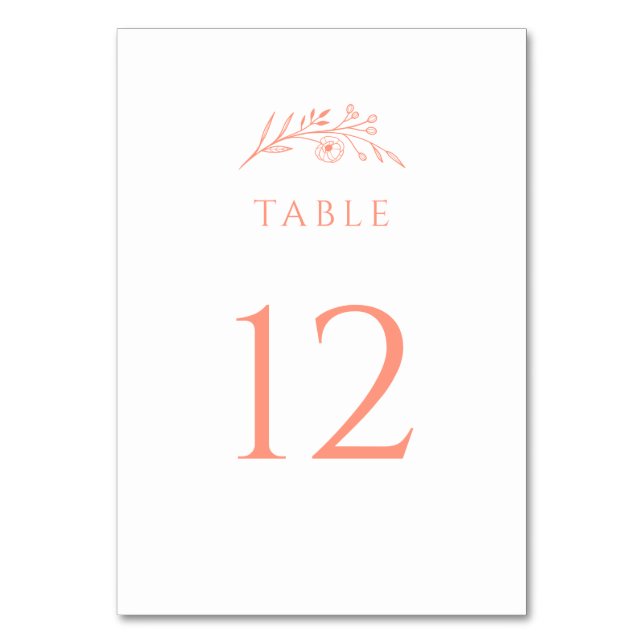 Tarjeta De Mesa Boda Peach Wildflower (Anverso)