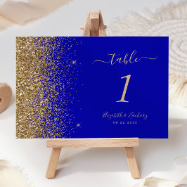 Tarjeta De Mesa Boda perimetral del Purpurina Royal Blue Gold