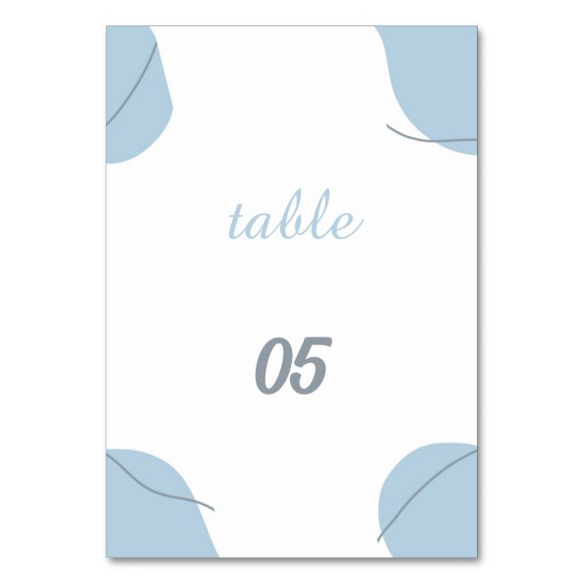 Tarjeta De Mesa Boda personalizada azul simple (Anverso)