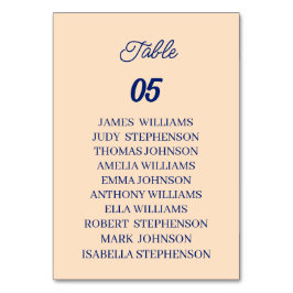 Tarjeta De Mesa Boda personalizada Beige