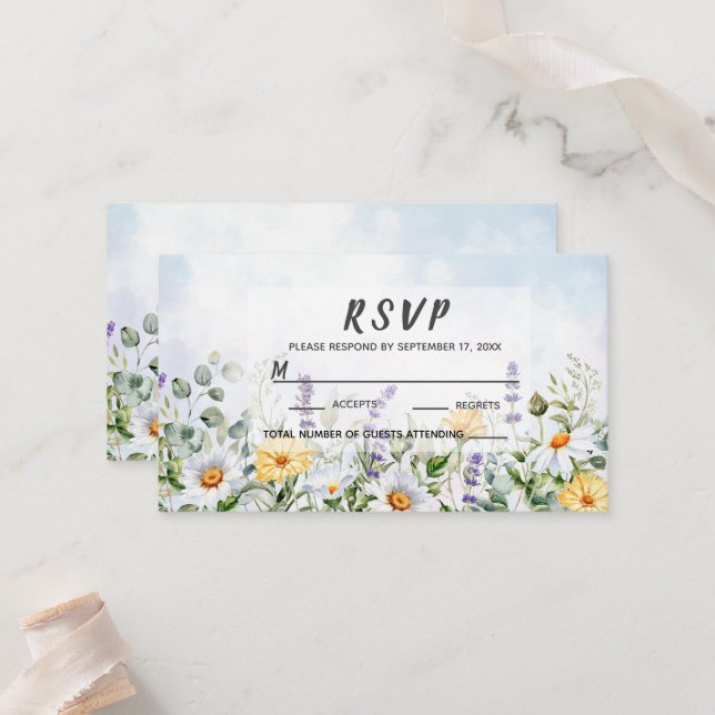 Tarjeta De Mesa Boda personalizada con acuarela de flores silvestr (Anverso/Reverso In Situ)