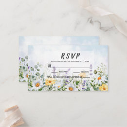 Tarjeta De Mesa Boda personalizada con acuarela de flores silvestr