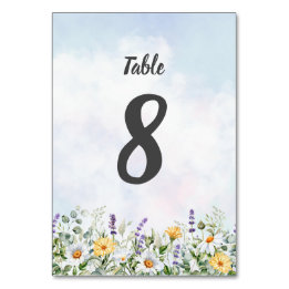 Tarjeta De Mesa Boda personalizada con acuarela de flores silvestr