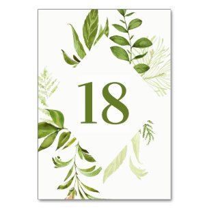 Tarjeta De Mesa Boda personalizada de follaje verde silvestre acua