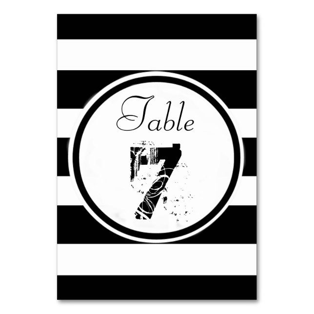 Tarjeta De Mesa Boda personalizada en B&N (Anverso)