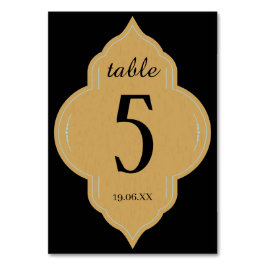 Tarjeta de mesa Boda personalizada en negro y oro