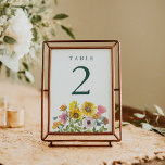 Tarjeta De Mesa Boda personalizada floral floral de color amarillo<br><div class="desc">Floral de color de agua amarillo y rosa giratorio número de tabla de casamiento personalizado</div>